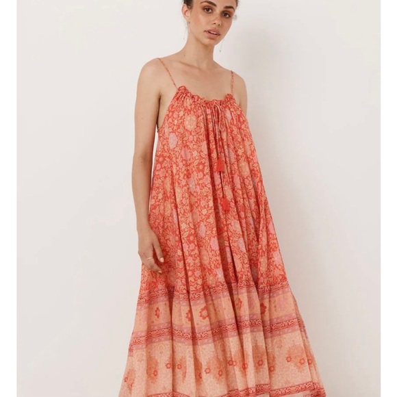 Spell strappy midi love story coral dress - Picture 4 of 12